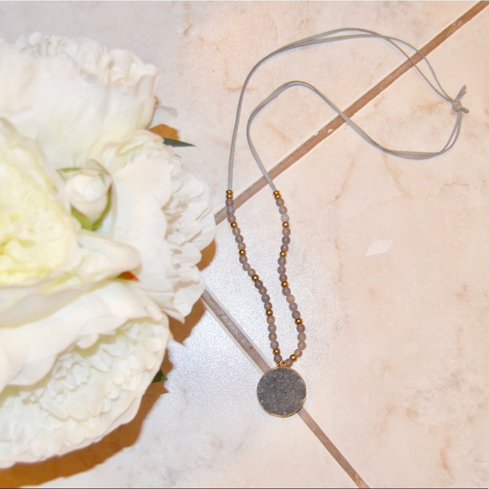 Long natural stone necklace